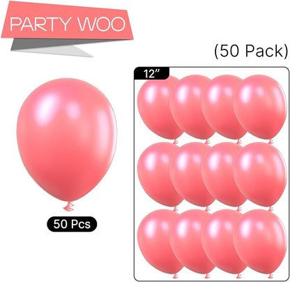 PartyWoo Coral Balloons 50 pcs 12 Inch Coral Pastel Red Watermelon Pink Latex Helium Balloons for Wedding Baby Shower Gender Reveal Graduation Anniversary Summer Birthday Party Decorations Pink-Q11