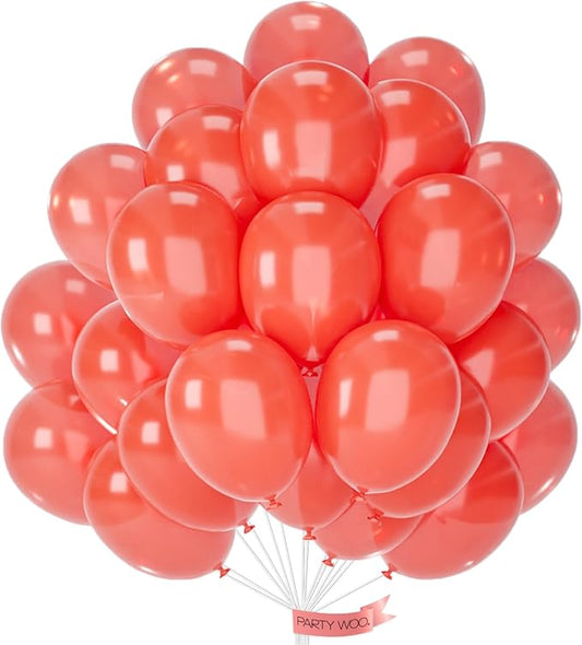 PartyWoo Pearl Coral Red Balloons, 50 pcs 12 Inch Coral Red Balloons, Coral Balloons for Balloon Garland or Balloon Arch as Party Decorations, Birthday Decorations, Wedding Decorations, Red-Z102