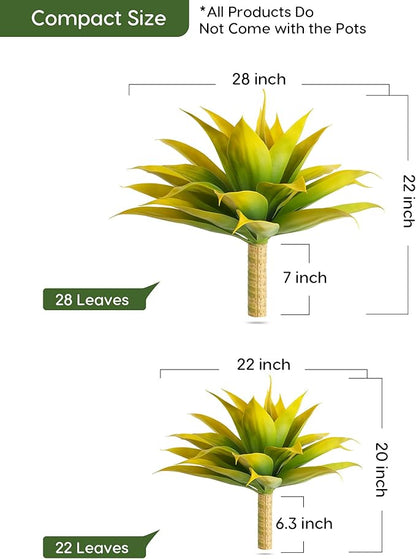Velener Artificial Agave Fake Plants, Yellow Fake Succuents Plant for Room Decor, Unpotted Faux Agave Plant for Outdoor/Indoor Fall Decor, Yellow, 22 inches, Set of 1