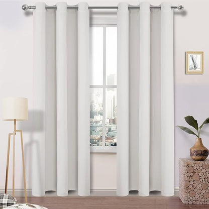 DWCN Room Darkening Curtains for Bedroom, Thermal Insulated Privacy Grommet Drapes for Living Room - 42 x 84 Inches Long, 2 Panels, Ivory