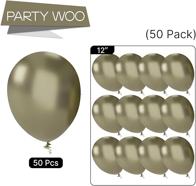 PartyWoo Metallic Camo Dark Forest Hunter Green Balloons 50 pcs 12 Inch Green Balloons for Graduation Wedding Birthday Boho Neutral Color Party Decorations Green-G126