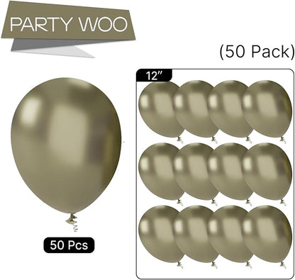 PartyWoo Metallic Camo Dark Forest Hunter Green Balloons 50 pcs 12 Inch Green Balloons for Graduation Wedding Birthday Boho Neutral Color Party Decorations Green-G126