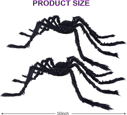 Halloween Spider Decorations 4ft Light Up Giant Spider(2 Pack) for Indoor Outdoor Halloween Decorations Yard Party House Décor