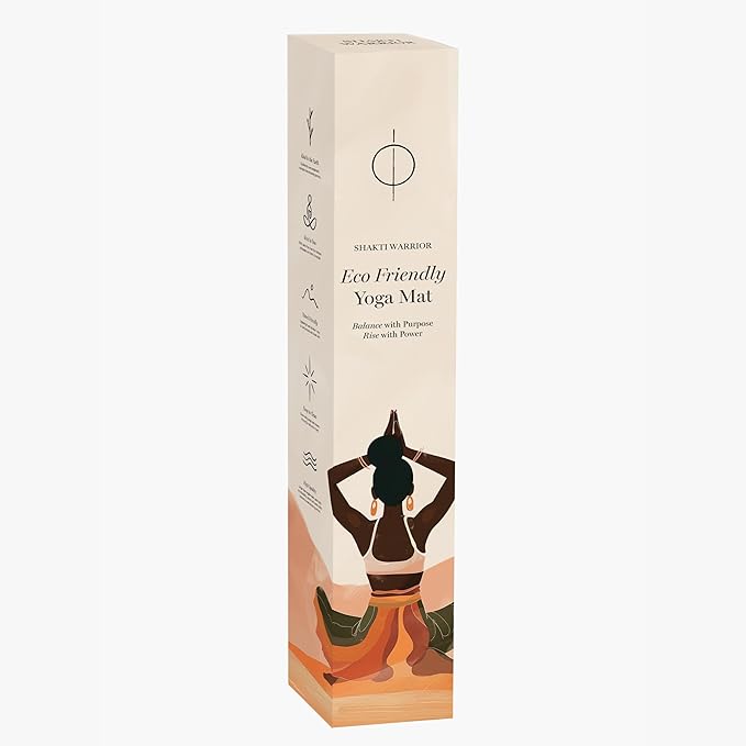 Shakti Warrior Cork Yoga Mat - Artist Designed, Premium Printed Eco-Friendly Non-Slip mat, Great for Regular & Hot Yoga, Pilates, Workouts 72 inch x 24 inch x 3mm Thick