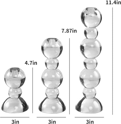 Kitcom Crystal Taper Candle Holders Bubble Designed Hand Cut Crystal Candlestick Holders Wedding Banquet Decorations Pack of 3, Comes with Gift Box