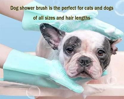 1 pairs Silicone Dishwashing & Pet Grooming Gloves - 2-in-1 Heat Resistant Gloves with High-Density Teeth, Enhanced Five Finger Design for Bathing, Cleaning Dishes, Cars, Dogs & Cats(Green)