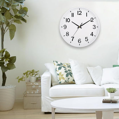 HZDHCLH White Wall Clocks Battery Operated 12 inch Silent Non Ticking Modern Wall Clock for Living Room Bedroom Kitchen Office Decor