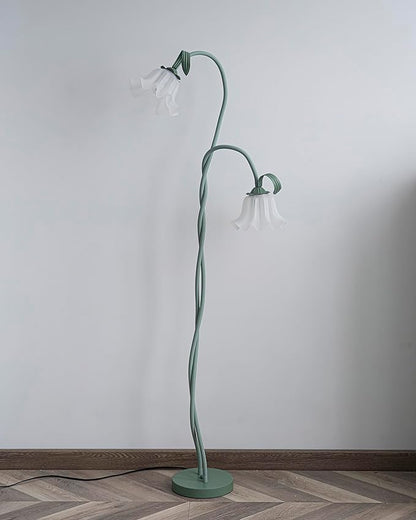 Creative Lily of The Valley 2 Heads Flowers Lily Floor Lamp Living Room Sofa Side Bedroom Bedside Flower Floor Lamp (2heads)