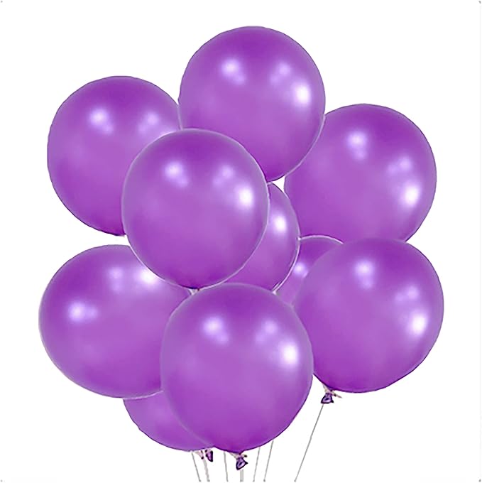 GaesQae Purple Balloons, 100pcs Pearl Purple, 12Inch, Thicker & Stronger, Anti-Sticking Surface, Halloween, Unisex Children & Adults