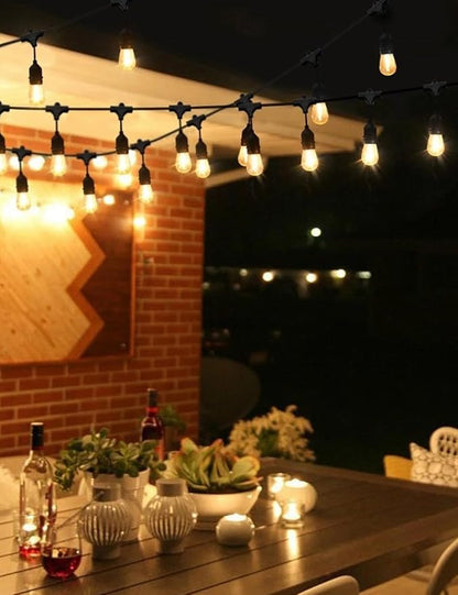 Svater Outdoor String Lights 200 FT, E26 Socket, 64pc S14 Shatterpoof Bulbs, 1 Watt Dimmable 2700K Warm White, IP65 Waterproof Commercial Grade Patio Light (4 Pack X 50FT)