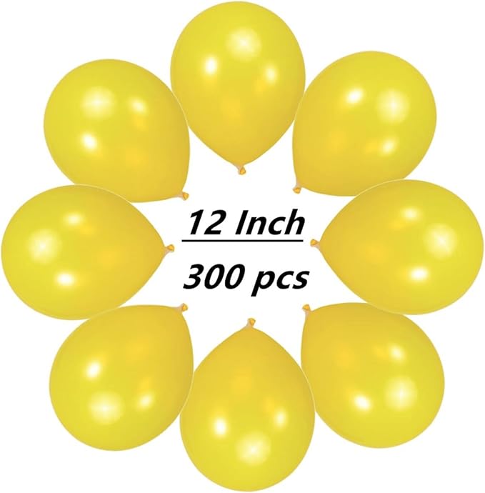 300 pack Yellow Balloons 12 Inch Yellow Latex Balloon Bulk for Party Supplies and Decorations