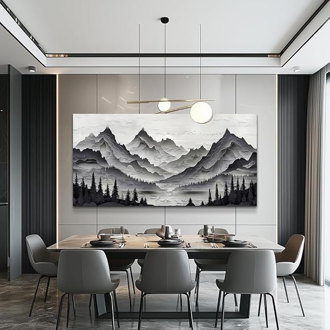 ZUITINGHUA Canvas Wall Art For Living Room Large Wall Decor For Office Bedroom Decorations Black Mountains Landscape Pictures Farmhouse Painting Artwork Room Wall Mural Aesthetic Home Decor 30x60 In