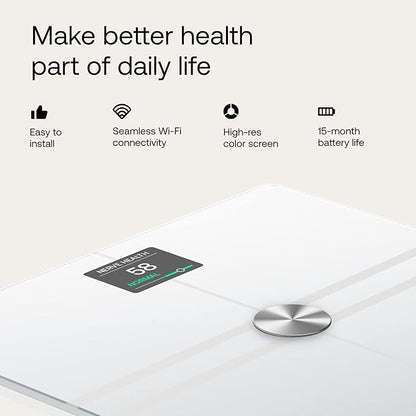 WITHINGS Body Comp - Scale for Body Weight and Complete Body Analysis, Wi-Fi & Bluetooth, Baby Weight Scale, Digital Scale, Accurate Visceral Fat, Heart Health, Scales Compatible with Apple, FSA/HSA