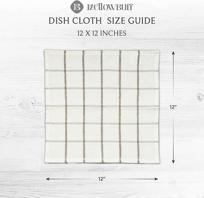 100% Cotton Terry Dish Cloth & Dish Towel, 6 Pack, Super Soft and Absorbent Kitchen Towels, Perfect for Kitchen Cleaning and Dish Washing (Grey (Solid and Checks) 8 Pack)