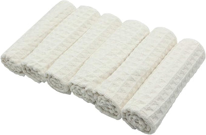 Microfiber Kitchen Cleaning Cloth Thick Dish Rags Waffle Weave Washcloths Dish Cloths Ultra Absorbent Odor Free 12inch X 12inch 6 Pack Beige