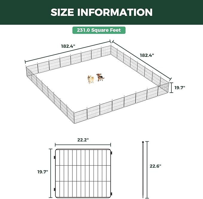 FXW MiniPaws Unleashed Dog Playpen for Yard & RV Camping, Expandable 20-inch 32 Panels for Puppies and Small Dogs, Portable for Indoor and Outdoor Use