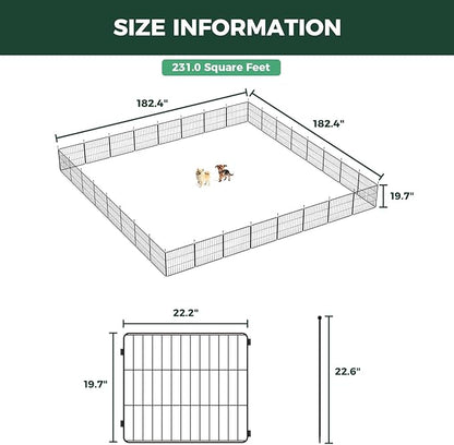 FXW MiniPaws Unleashed Dog Playpen for Yard & RV Camping, Expandable 20-inch 32 Panels for Puppies and Small Dogs, Portable for Indoor and Outdoor Use