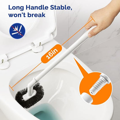 HAMITOR Toilet Plunger Bowl Brush Combo：Heavy Duty Rubber for Drain Clog Remover - Curved Design Bristles for Deep Cleaning Under Rim - Compact Bathroom Cleaning Tools for New Homet Essentials - White