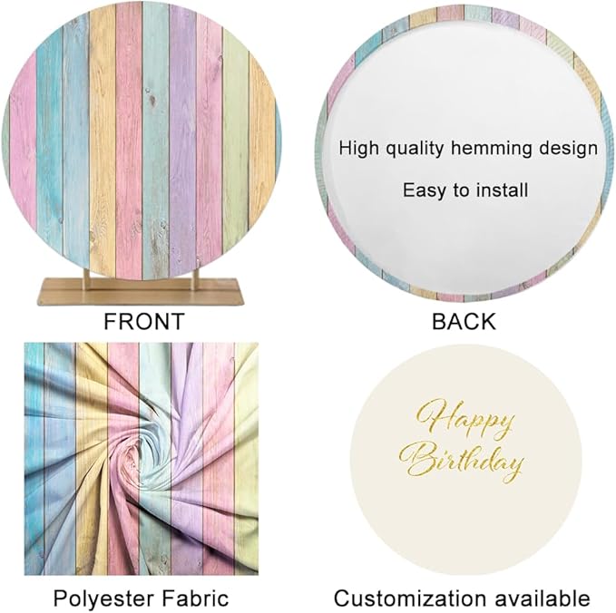 6.5x6.5ft Happy New Year Round Backdrop Cover Polyester Luxury White Clock New Year Countdown Photography Background for Family Xmas Eve Party Decorations Kids Adults Portrait Props