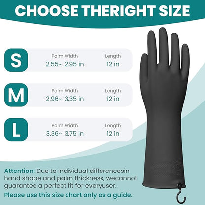 Dishwashing Gloves for Kitchen, 4 Pairs Rubber Cleaning Household Dish Washing Latex Glove with Hanging Hook(Medium)