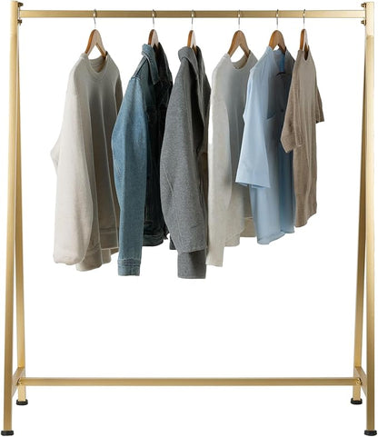 MyGift A-Frame Clothing Rack, 47 Inch Modern Heavy Duty Gold Metal Wardrobe Clothes Rack, Commercial Grade Freestanding Garment Hanger for Bedroom Closet or Retail Display