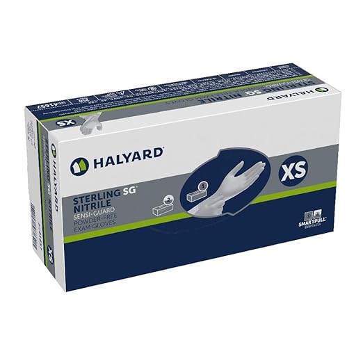 HALYARD Sterling SG Nitrile Powder-Free Exam Gloves, 3.7 mil, 9.5", Gray, X-Small, 41657 (Case of 2500)