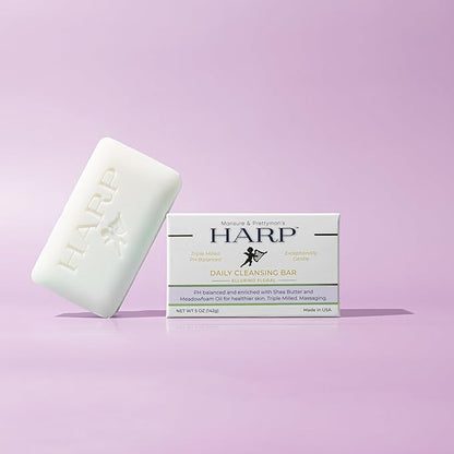 HARP pH-Balanced (5.0-6.0) Body Wash Bar. ZERO saponified oils. Protects Moisture Barrier. Gentle for Sensitive/Dry skin. + Shea Butter/Borage Oil. Non-Comedogenic. VANILLA LAVENDER Fragrance. 5oz
