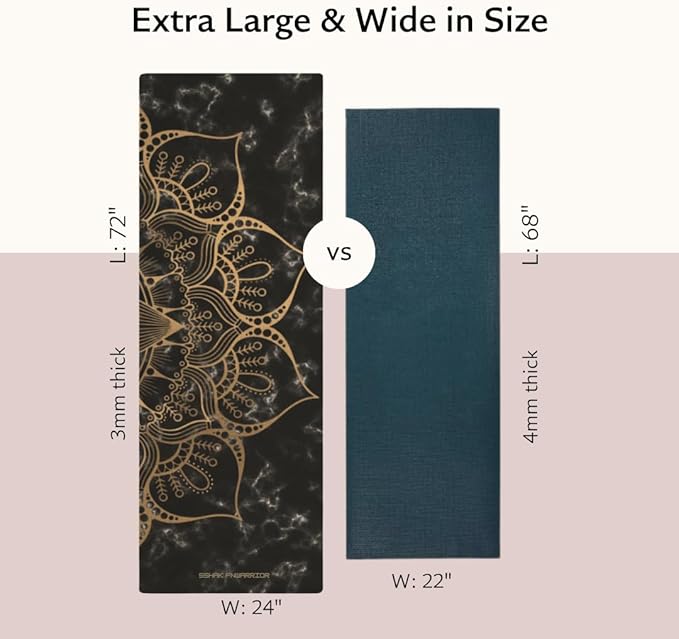 Pro Hemp Mat - Artist Designed, Premium Printed Eco-Friendly Non-Slip mat, Great for Regular & Hot Yoga, Pilates, Workouts 72 inch x 24 inch x 3mm Thick