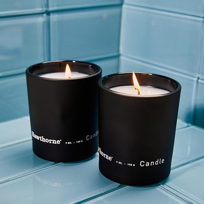 Hawthorne Aromatic & Woody Cologne-Scented Candle. Notes of Fresh Pine, Woody Vetiver, Sweet Musk, and Sandalwood. Soy Blend Wax. 7 Oz. About 50 Hours of Burn Time.