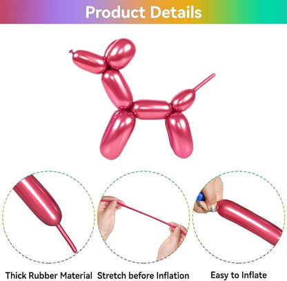 Metallic Multi Long Balloons Premium 260 Twisting Animals Magic Balloons for Birthday Kids Wedding Party Supply 100pcs