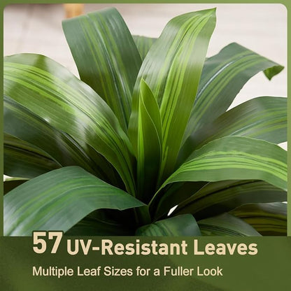 5FT Artificial Dracaena Tree - UV Resistant Faux Tropical Plant, Potted Fake Tree with Taper Planter & Pebbles - Indoor Outdoor Greenery for Home, Porch, Living Room, Bedroom Decor, VN127