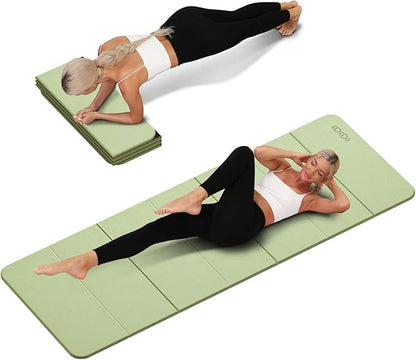 Foldable Yoga Mat Extra Thick 0.32 Inches Eco-Friendly POE Material, Non-Slip Design Fitness Mats, Multi-Purpose Workout Mats For Studio or Home Use (70 x 24 x 0.32 inches）