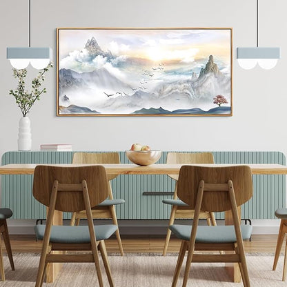 Wood Framed Canvas Wall Art For Living Room Large Size Wall Decorations For Office Abstract Wall Decor For Bedroom Mountain Scenery Wall Painting Artwork Framed pictures Art Home Decor 30" X 60"