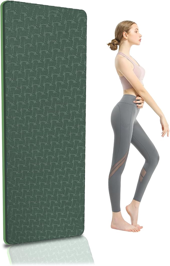 Yoga Mat 1/3 inch QMKGEC Exercise Mats 8mm TPE Non-Slip Extra Thick High-Density Eco Friendly for Yoga Workout Pilates Yoga Mats for Women Men
