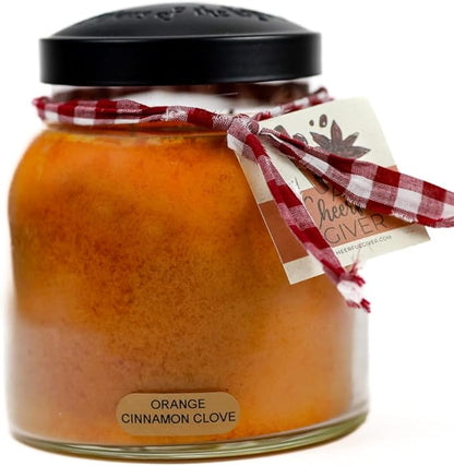 A Cheerful Giver — Orange Cinnamon Clove - 34oz Papa Scented Candle Jar with Lid - Keepers of the Light - 155 Hours of Burn Time, Gift for Women, Orange