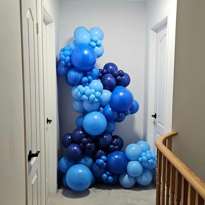 Blue Balloons Set, 65Pcs 12in Metallic Dark Macaron Baby Blue Party Balloons for Birthday Gender Reveal Baby Shower Weddind Baseball Nautical Party Decorations