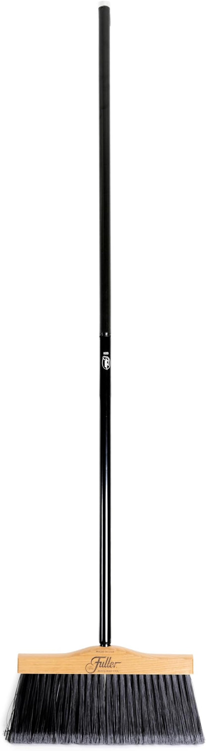 Fuller Brush 12-Inch Maple Wood Broom with 2 Piece Black Steel Threaded Handle for Indoor and Outdoor Cleaning on Hard Floors, Tile, Concrete, and Garage Surfaces