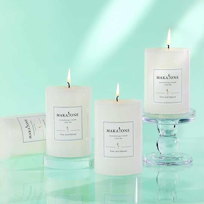 4 Pcs White Orange Vanilla Scented Pillar Candles, 60H Long-Lasting Burn,2.8x4in,Non-Toxic Smokeless,Warm Cozy Aromatherapy for Home Ambience/Relaxation,Ideal Gift for Birthday/Valentine's Day