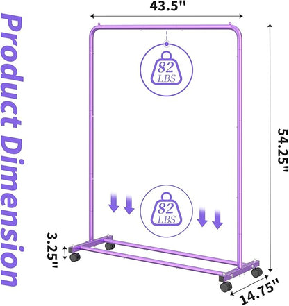 Simple Trending Standard Clothes Clothing Garment Rack with Storage Shelves, Rolling Clothes Organizer on Wheels for Hanging Clothes, Purple