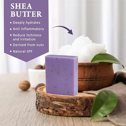 Lavender with Flowers Scented Natural Soap Bars (12 Bars), 3.5oz Moisturizing French Triple Milled Soap Bars Enriched with Shea Butter - Pure Plant Oil Bath & Body Bars