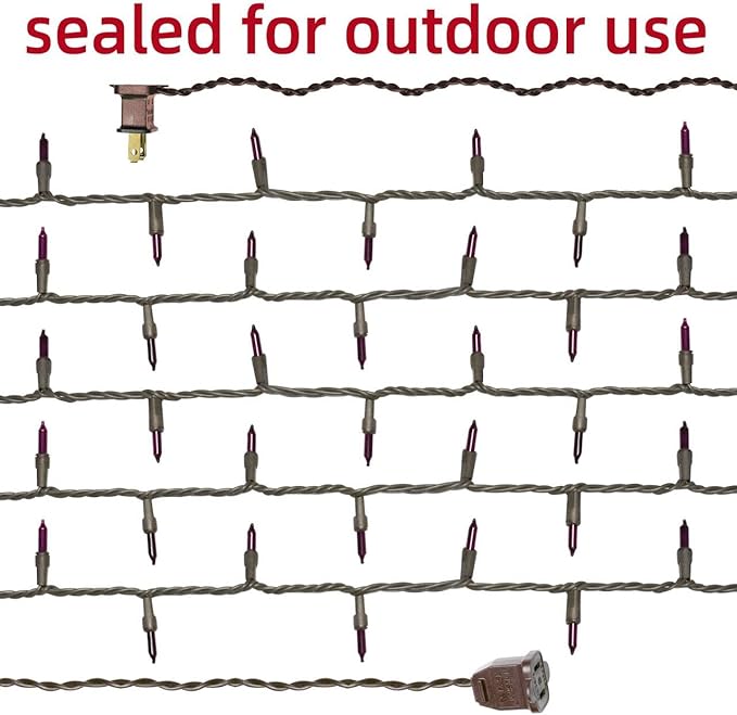Brown Wire, Purple Incandescent Bulb 100 Mini String Lights for Indoor Halloween Tree Home Garland Birthday Wedding Party Festival Decoration
