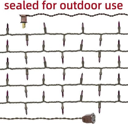 Brown Wire, Purple Incandescent Bulb 100 Mini String Lights for Indoor Halloween Tree Home Garland Birthday Wedding Party Festival Decoration