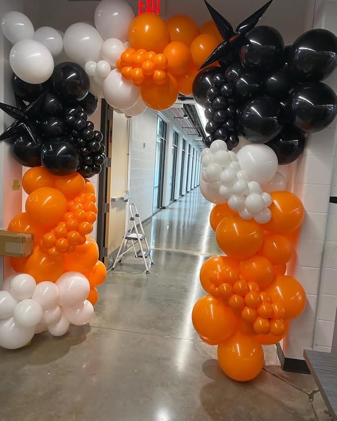 Orange and Black Balloons, 75PCS Halloween Balloons,12in and 5in Black Orange and White Balloon for Halloween Theme Party Graduation New Year Birthday Decorations