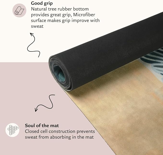 Suede yoga mat - Premium Printed Natural Eco-friendly Non-Slip Mat Great for Hot Yoga, Pilates, Workouts (72 inch x 24 inch x 3mm thick)