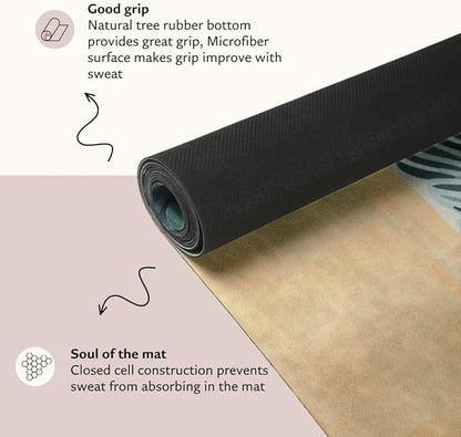 Suede yoga mat - Premium Printed Natural Eco-friendly Non-Slip Mat Great for Hot Yoga, Pilates, Workouts (72 inch x 24 inch x 3mm thick)