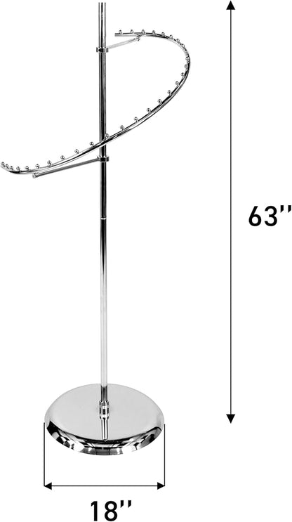 SSWBasics Sleek Chrome Spiral Clothing Rack - 29 Ball Retail Clothing Display Stand - 63"H - Boutique Garment and Accessories Display - Stylish Clothing Display Racks for Retail Stores