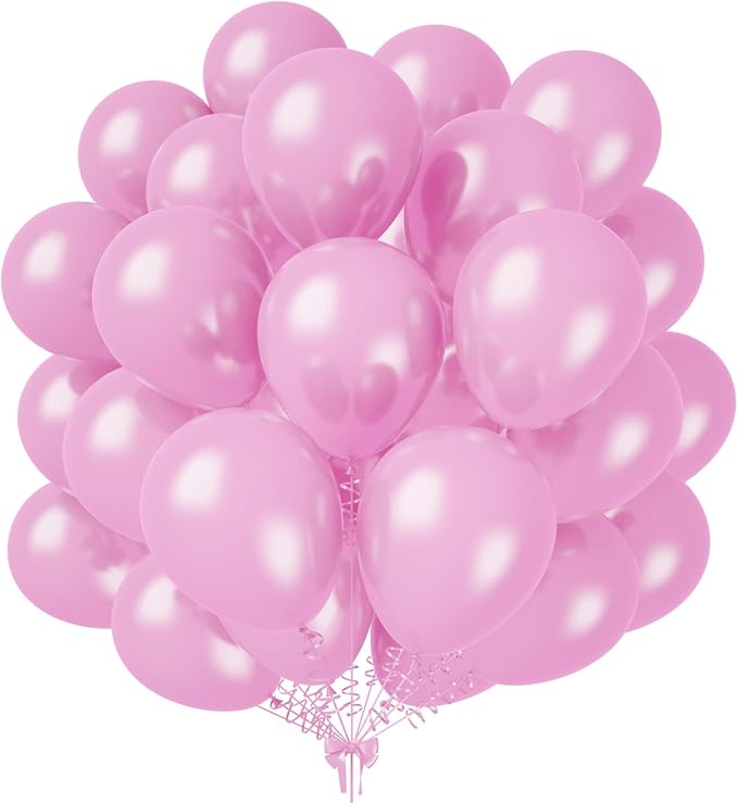 KALOR 12 Inch Pearl Light Pink Balloons, 50 Pcs Shiny Latex Helium Balloons for Kid's Birthday Party, Baby Shower, Wedding, Graduate Party Decorations