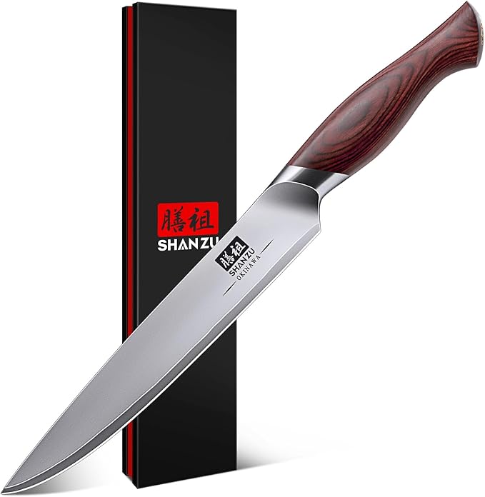 6 Inch Chef Knife, Japanese 10Cr15MoV High Carbon Stainless Steel Kitchen Knife, Multipurpose Ultra Sharp Kitchen Utility Knife with Ergonomic Pakkawood Handle