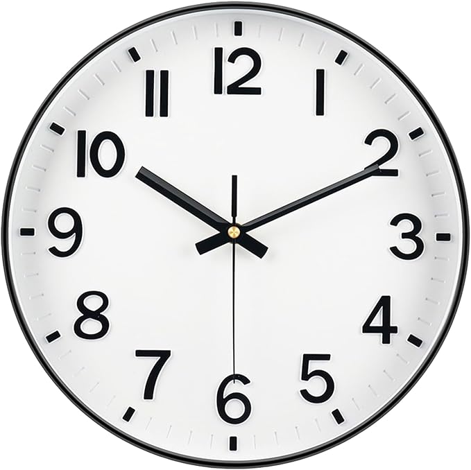 Wall Clocks Battery Operated, 12 Inch Non Ticking Digital Wall Clock, Silent Analog Clock for Bedroom Living Room Kitchen Office Gym Classroom Decor, Large Number Clocks for Seniors Elderly