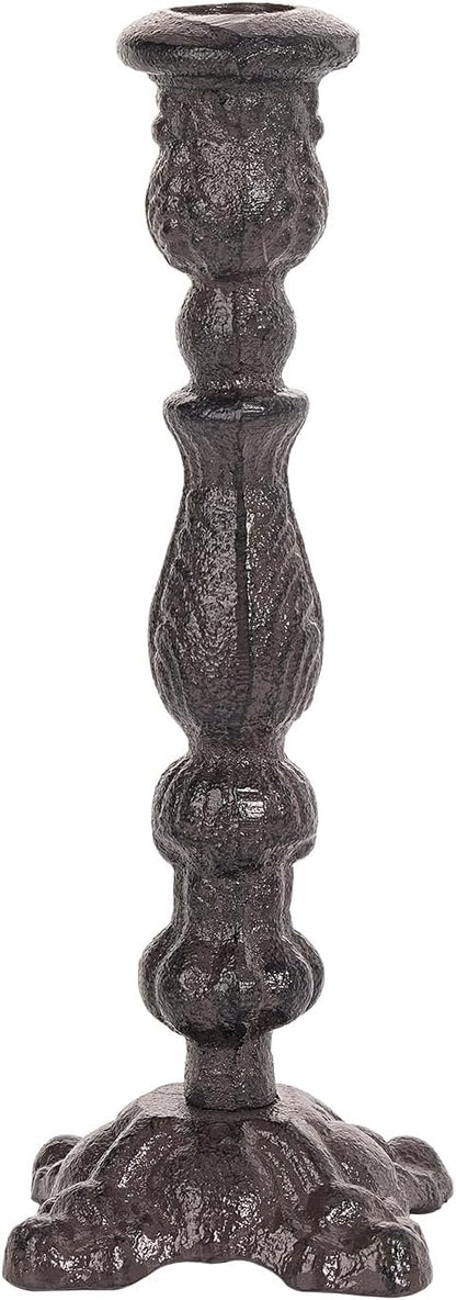 Sungmor Vintage Black Cast Iron Candle Holder – 8.7" Tall Decorative Rustic Taper Candle Stand – Heavy Antique-Style Candlestick for Table Centerpiece, Fireplace Mantel, or Farmhouse Home Décor
